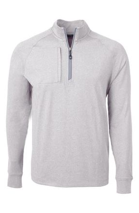 Cutter & Buck Adapt Heather Quarter Zip Pullover in Polished Heather at Nordstrom, Size 2Xlt