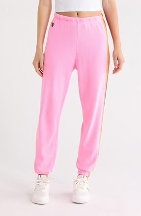 Aviator Nation Stripe Sweatpants in Light Pink/Green White at Nordstrom, Size X-Small