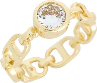 Covet Cubic Zirconia Mariner Link Band Ring in Clear /Gold at Nordstrom Rack, Size 7