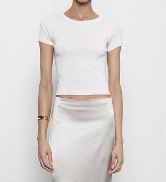 Enza Costa Supima Baby Rib Cropped Tee In Pearl Grey