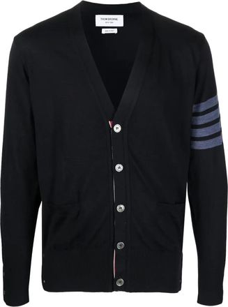 Thom Browne 4-Bar V-neck cardigan - men - Merino - 1 - Blue