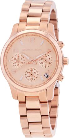 Michael Kors Runway Chronograph Quartz Rose Gold Dial Ladies Watch MK7327