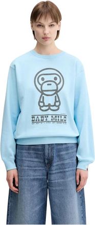 A Bathing Ape Baby Milo Volume Sleeve Crewneck - Dames - Sweatshirts - Blauw - S - Katoen - Hoodies & sweatvesten