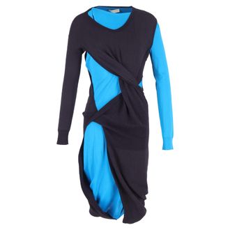 Bottega Veneta Bottega Veneta Deconstructed Midi Dress in Blue and Purple Polyamide