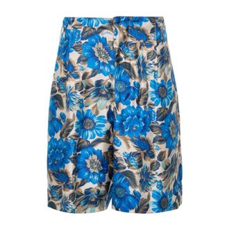 Moschino Casual Shorts, male, Blue, Size: XL Floral Print Silk Shorts