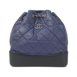 Chanel Black Navy Leather Backpack (Pre-Owned)