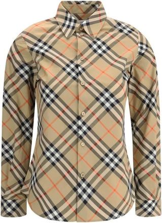 Burberry Klassieke Geruite Katoenen Overhemd - Dames - Overhemden - Veelkleurig - 2XS - Katoen - Overhemden