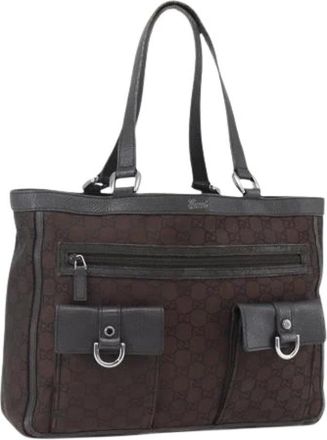 Gucci Pre-owned Tote Bags, female, Brown, Size: ONE SIZE Pre-owned Canvas Tote Bag