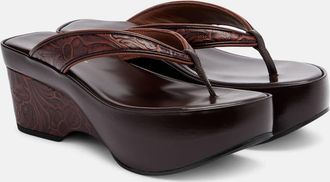 Dries Van Noten Embossed leather thong sandals