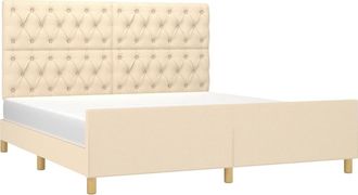vidaXL Cama Sin Colch&oacute;n Tela Color Crema 160x200 Cm Vidaxl