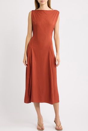 Theory Boat Neck Midi Dress in Umber at Nordstrom, Size 00