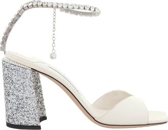 Jimmy Choo London Saeda 85 Sandals In Beige Leather