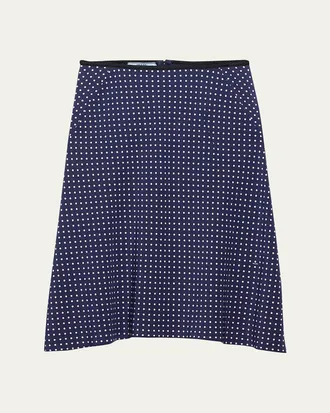 Prada Satin Polka Dot Midi Skirt
