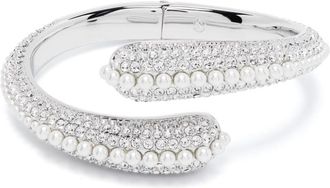 Swarovski Sublima cuff - women - Rhodium Plated Brass/Swarovski Crystal - L - Silver