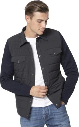 Gran Sasso Navyblauwe Bi-Materiaal Jas Overhemd - Heren - Zomerjassen - Zwart - XL - Polyester - Jassen