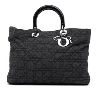 Dior Pre-owned Womens Lady Denim Tote - Dark Grey Textile - One Size