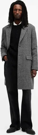 AllSaints Mens Wool/Polyester Whitlock Checked Formal Coat, Size: 38