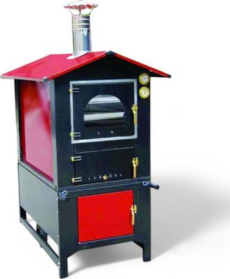 No Brand Forno a legna da esterno in metallo verniciato con piano cottura in materiale refrattario Fire