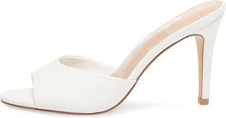 Generic White,9.5 UK,Womens Suede Pumps Peep Open Toe Stiletto High Heels Slip On Backless Slides Formal Wedding Party Dress Sandals Shoes