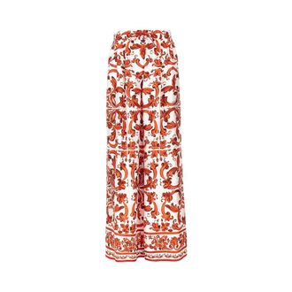 Dolce & Gabbana Silk pants with Maiolica print Woman 44