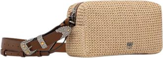 Pinko Pinko, Tassen, Dames, Beige, ONE Size, Leer, Love Birds Schoudertas