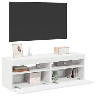 vidaXL Vidaxl - Muebles De Tv Con Luces Led 2 Uds Blanco 60x35x40 Cm