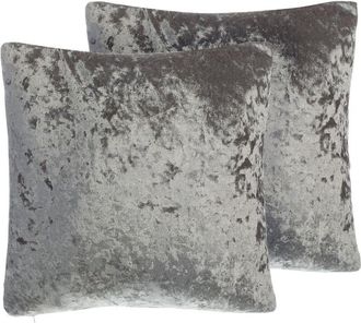 Beliani Beliani - Conjunto De Cojines Decorativos En Terciopelo Gris 45 X 45 Cm De Doble Cara Liso Decoraci&oacute;n Moderna Glam Hosta