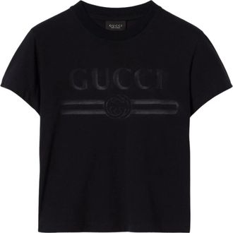 Gucci T-shirt met print - Dames - T-shirts - Zwart - M - Katoen - Tops
