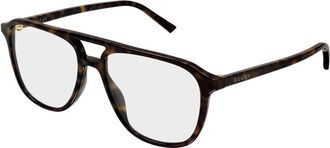 Gucci Navigator Optisch Montuur - Heren - Brillen - Bruin - 54 MM - Accessoires