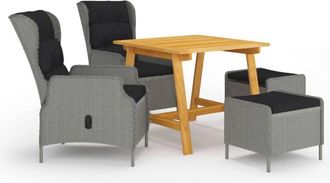 vidaXL Juego De Comedor Para Jard&iacute;n 5 Piezas Gris Claro Vidaxl