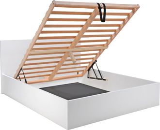 Weber Industries Cama blanca con contenedor y somier de l&aacute;minas 160x200cm