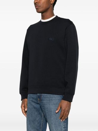 Emporio Armani Logo-Embroidered Cotton Sweatshirt - Navy