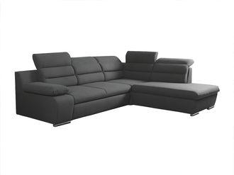 Vente-Unique Sof&aacute; cama rinconera de tela PYLOS - Antracita - &Aacute;ngulo derecho