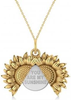Allurez Sunflower You Are My Sunshine Pendant Necklace 14K Two-Tone Gold