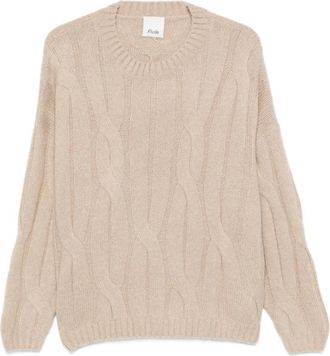 Allude Cable-knit Drop-shoulder Sweater