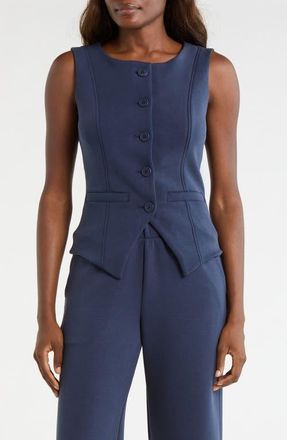 Lord & Taylor Dreamweave Knit Button Front Vest in Navy Blazer at Nordstrom, Size X-Large