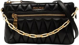 Miu Miu Pre-owned Cross Body Bags, female, Black, Size: ONE SIZE Pre-owned Leather Cross Body Bag
