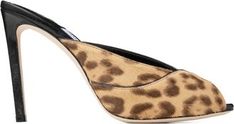 Jimmy Choo London 100mm Brigitte mule - women - Calf Hair/Lambskin/Calf Leather - 35,5 - Neutrals