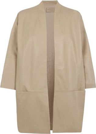 Cortana Oversized Straight Jacket - Dames - Leren en Su&egrave;de Jassen - Beige - M - Jassen