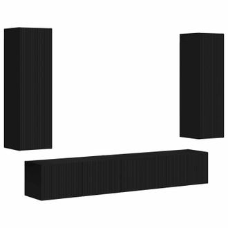 vidaXL Conjunto De Mueble De Tv 3 Pcs Negro Madera De Ingenier&iacute;a Vidaxl