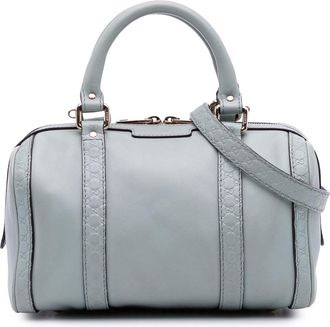 Gucci Pre-owned Womens Boston Guccissima Satchel - Light Grey Leather - One Size