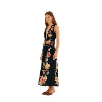 Farm Rio FARM Rio, Midi Dresses, female, Multicolor, Size: L Maira Floral Midi Dress