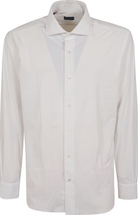 Barba Optical White Spread Collar Lightweight Cotton Shirt