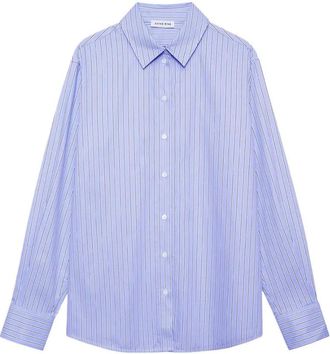 Anine Bing Essie Shirt - Dames - Overhemden - Blauw - M - Katoen - Overhemden