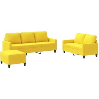 vidaXL Vidaxl - Juego De Sof&aacute;s Con Cojines 3 Piezas Tela Amarillo Claro