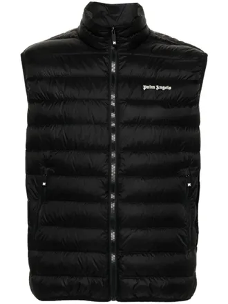Palm Angels Black Logo Down Waistcoat Jacket