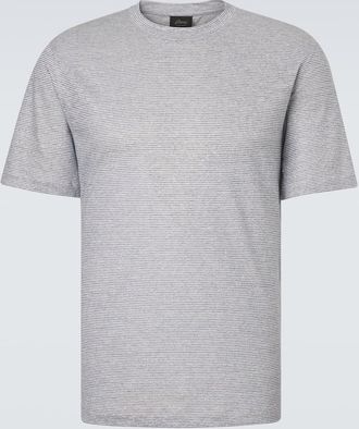 Brioni Striped linen and cotton T-shirt