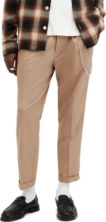 AllSaints Tallis Pleated Cotton & Wool Trousers in Toffee Taupe at Nordstrom Rack, Size 32