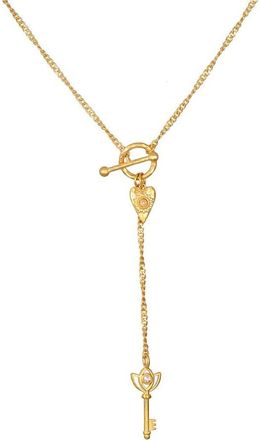 Satya Jewelry Promise to Love Heart Key Lariat Necklace in Gold at Nordstrom