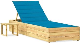 vidaXL Tumbona De Jard&iacute;n Con Mesa Y Coj&iacute;n De Madera De Pino Impregnada Vidaxl